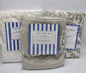 Lot 3 Pine Cone Hill Anne Selke Pillow Shams Neutral Tones New Standard & Euro - Picture 1 of 9