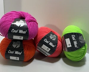 Lana Grossa COOL WOOL Yarn 100% Virgin Wool 50gr ea. Set of 4 - Picture 1 of 13