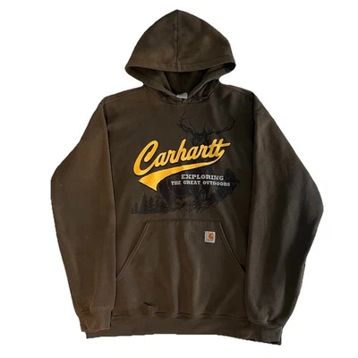 Sudadera con Capucha Carhartt De Colección Para Hombres 2XL Ropa de Trabajo Envejecida Sudadera Verde Oliva LEER Foto 1 de 4