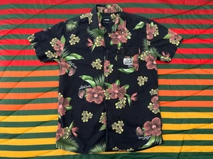 Rip Curl Short Sleeve Hawaiian Shirt Black Floral Beach Tropical Slim Mens Small - Picture 1 of 6