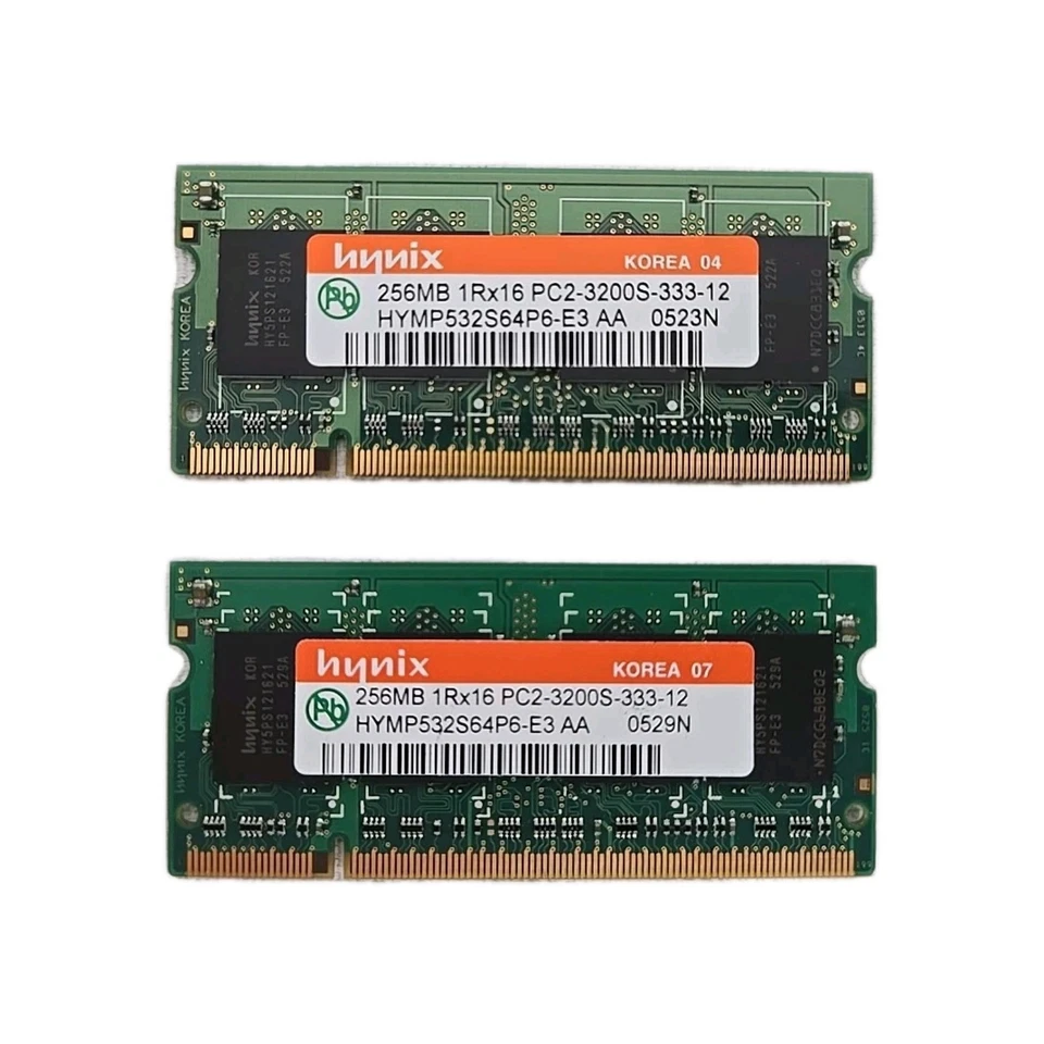Hynix HYMP532S64P6-E3 AA 512MB DDR2-400 (256MB x 2) PC2-3200S Random Access Mem - Image 1 of 4