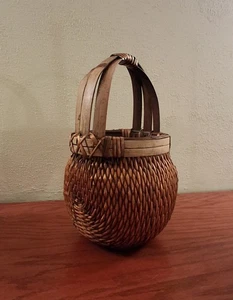 Antico cesto da raccolta cinese asiatico legno di salice tessuto a mano casale grande - Foto 1 di 8