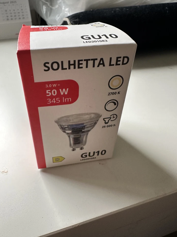 GU10 LED lightbulb WARM WHITE. SOLHETTA IKEA (3w = 50w / 345 Lumens)  2700K - Image 1 of 4