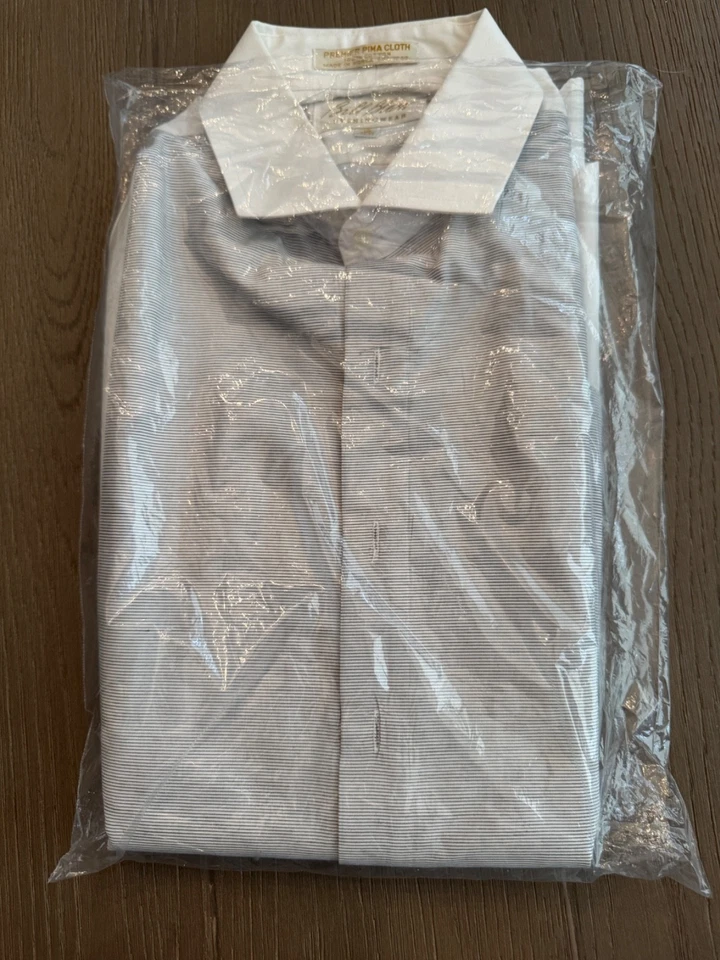 Camisa Bill Blass Ropa de Noche Para Hombre 16 32/33 Gris/Blanco Esmoquin Nuevo de Lote Antiguo Foto 1 de 4