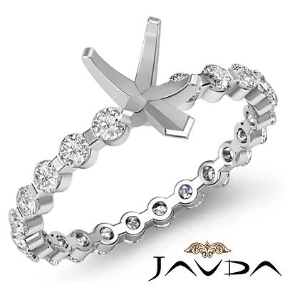 Pear Semi Mount Bar Setting Fine Diamond Engagement Ring 14k White Gold 0.4Ctw - Image 1 of 3