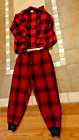 Vintage Red Plaid Wool Boat Sail Drill Kings Hunting Clothes Coat And Pant Set