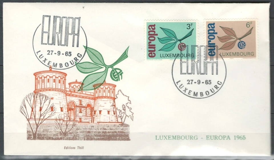 LUXEMBOURG  EUROPE TREES LEAVE SET FDC ILLUSTRATED COVER EUROPA 1965 LOT(LUX 10) - Image 1 of 1