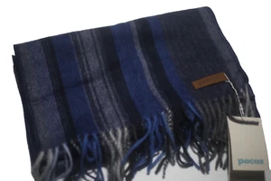 Pacas Damen 100% Baby Alpaka Schal Blau Gestreift Fransen Peru Brandneu - Bild 1 von 12