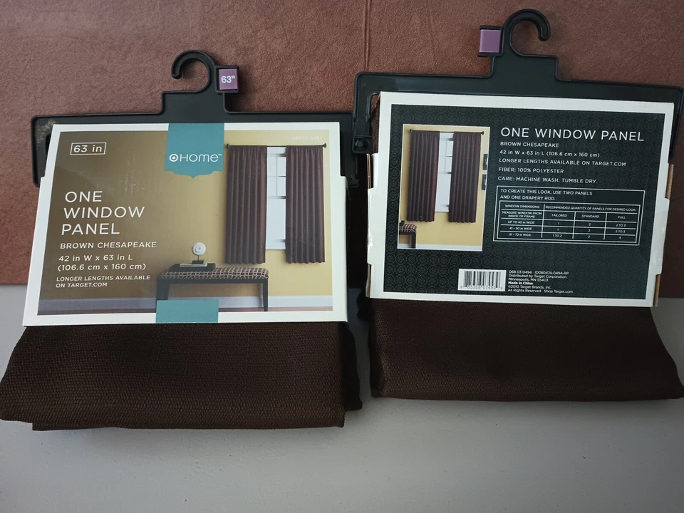 LOTE CHESAPEAKE CORTINAS TARGET HOME PANEL VENTANA MARRÓN (2) 42x63". Nuevo en paquete Foto 1 de 1