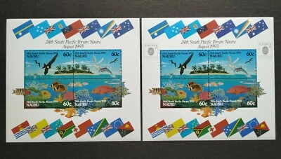 1993 Australia Nauru Birds Fish Corals Flags MS + Overprint Singapore Exhibition - Image 1 of 4