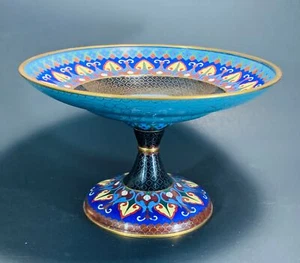 MUSEUM QUALITY, SUPER FINE CHINESE CLOISONNE HIGH FOOTED FRUIT PLATTER - Picture 1 of 12