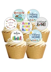 Tortenaufleger Welcome Home 12 vorgeschnittene essbare Oblate Papier Dekorationen - Bild 1 von 9