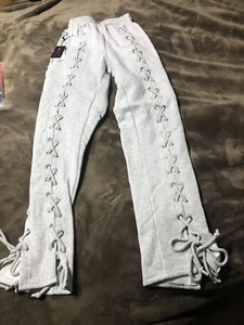 Luxe Allure Lace-Up Grey Womens Sweatpants Size XS - Picture 1 of 7