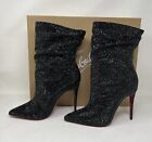 Christian Louboutin Crystal Suede Boots Booty Black 100 CUSTOM ORDER 1 of 1 ??