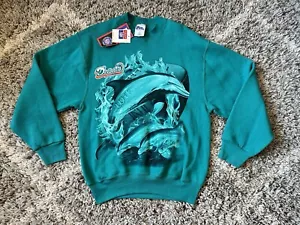 NWT Vintage 90s Miami Dolphins NFL Crewneck Sweatshirt Size Medium - Picture 1 of 5