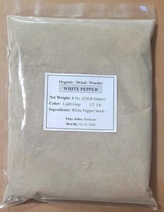 ๐๐ White Pepper Powder Organic Dried 8 Oz. ย 1/2 Lb ๐๐ - Picture 1 of 3