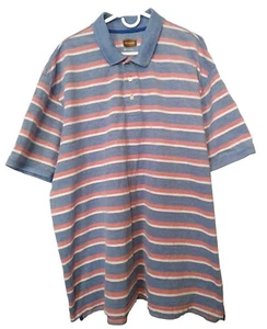 Foundry Men's Big And Tall Blue Red Stripe Polo Short Sleeve Shirt 3XLT - Picture 1 of 3