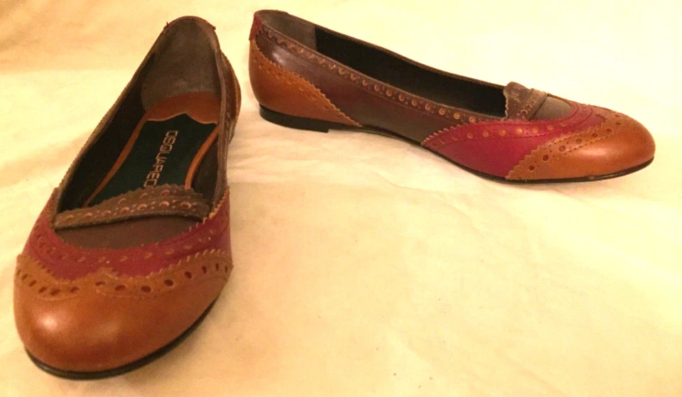 DSQUARED Mujer Zapatos Mocasines MARRÓN Multi Talla 37.5 US 7.5 Foto 1 de 4