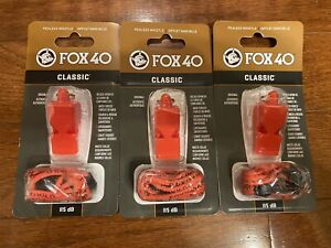(3) Fox 40 Classic Sports Whistle (Orange) for Referees Coaches DB 115 Lot Of 3