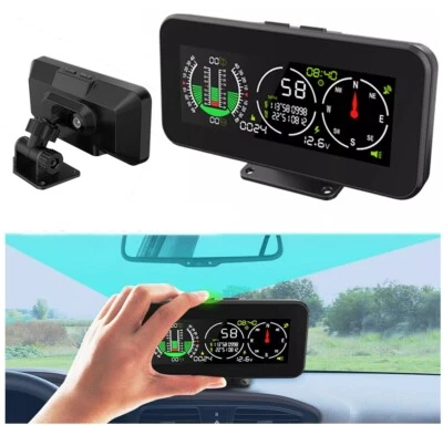 Car Digital GPS Speedometer HUD Gauge Inclinometer Compass Slope Meter Level USA - Image 1 of 4