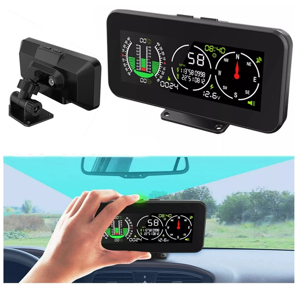 Car Digital GPS Speedometer HUD Gauge Inclinometer Compass Slope Meter Level USA - Image 1 of 4