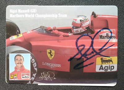 10521 Nigel Mansell Formel 1 Aufkleber Autogrammkarte original signiert - Bild 1 von 2