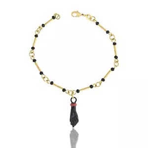 Vergoldetes simuliertes Azabache böser Blick Schutz Armband für Jugendliche Babys 6 Zoll - Bild 1 von 11