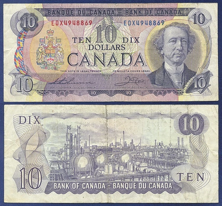 CANADA 10 DOLLARS 1973 Thiessen & Crow PREFIX EDX REPLACEMENT  - Image 1 of 1