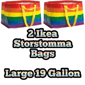 2 Pack IKEA Bag Rainbow Storage Laundry 19 Gallon Storstomma Tote Bags New - Picture 1 of 3