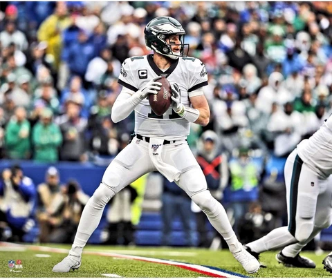 Carson Wentz Philadelphia Eagles UnsignedJersey Throwing Photo Cover