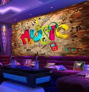 3D Wall Music Graffiti 839 Wallpaper Mural Paper Wall Print Wallpaper Murals UK - Picture 1 of 6
