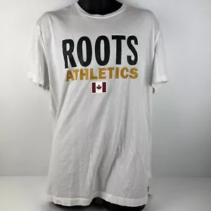 Roots Canada Athletic Graphic T-Shirt Mens XL White/Green 60/76 - Picture 1 of 7