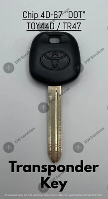 ¡NUEVO! Chip transpondedor Toyota 4D67 (DOT) repuesto llave de encendido coche OEM TOY44D Foto 1 de 3