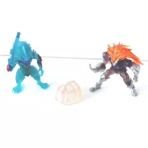 Bandai Figures × 2 Plus Bandi Foot Block | Blue And Orange With Weapons - Picture 1 of 24