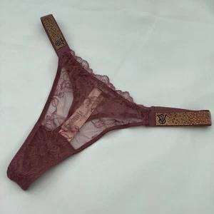 Victoria's Secret Rosy Brown VS Ombre Shine Strap Lace Thong Panties Size S BNWT - Picture 1 of 3