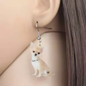 Pendientes acrílicos de perro Chihuahua, joyería colgante de gota de Animal para - Picture 1 of 12