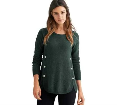 Suéter Pullover Ellos Profundo Borde Botón Esmeralda 4X 34/36 Nuevo con Etiquetas Foto 1 de 4