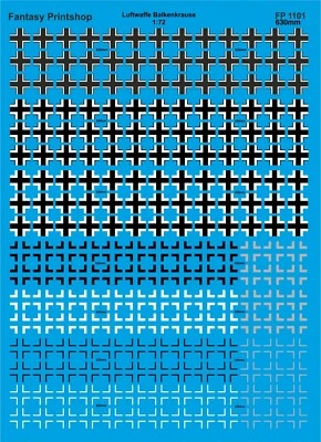 Fantasy Printshop WATER SLIDE  DECALS Luftwaffe Balkenkrause  630mm FP1101  1/72 - Image 1 of 3