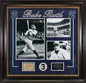 Yankees Babe Ruth "Sincerely" Signed & Framed 3x4.25 Cut Sig Auto 9! PSA & JSA - Picture 1 of 5