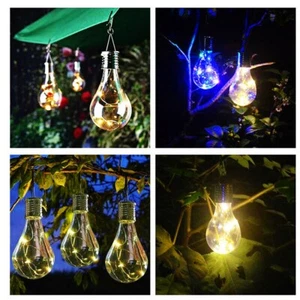 Solar Hanging Camping Lights for Garden Yard Pathway Waterproof LED Light Bulb - Picture 1 of 14