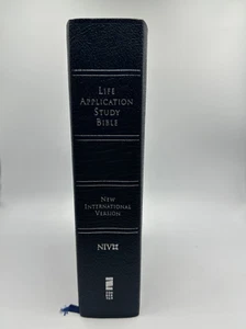 NIV 1984 Large Print Life Application Study Bible Thumb Indexed Bonded Leather - Picture 1 of 8