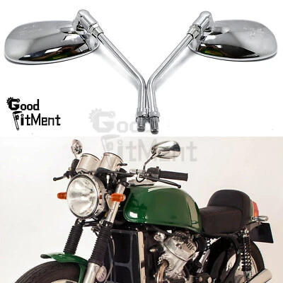 Juego de pares de espejos retrovisores cromados ovalados de 10 mm ajustables para moto scooter ciclomotor EE. UU. Foto 1 de 4