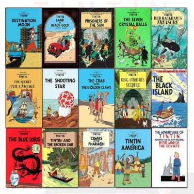 Adventures of Tintin 15 Books Collection Series 1 to 3 Set Blue Lotus,Broken Ear - Image 1 of 2