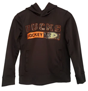 NHL Anaheim Ducks Hockey Hooded Sweatshirt Youth Size Small-8 Black With Pockets - Picture 1 of 8