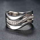Elegant Women 925 Silver Ring Cubic Zircon Wedding Band Ring Sz 6-10