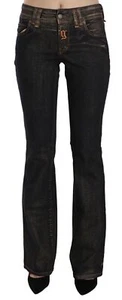 John Galliano Black Washed Mid Waist Flared Denim Pants Women's Cotton Authentic - Picture 1 of 6
