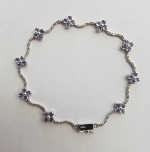 PULSERA DE FLORES Y AMATISTA DE ORO BLANCO DE 10 QUILATES - Imagen 1 de 9