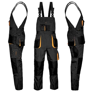 Bib and Brace Overalls MENS WORK TROUSERS Knee Pad Multi Pocket Dungarees NEW - Picture 1 of 8