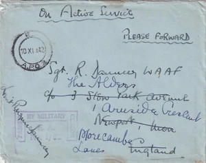 WW2 East African APO 2 Nairobi WAAF Cover Censored to Morecambe Lancs 1942 - Imagen 1 de 3
