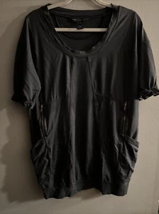 Marc By Marc Jacobs Black Short Sleeve Mini Sweater Dress Tunic Top Sz S  Gray F - Picture 1 of 9